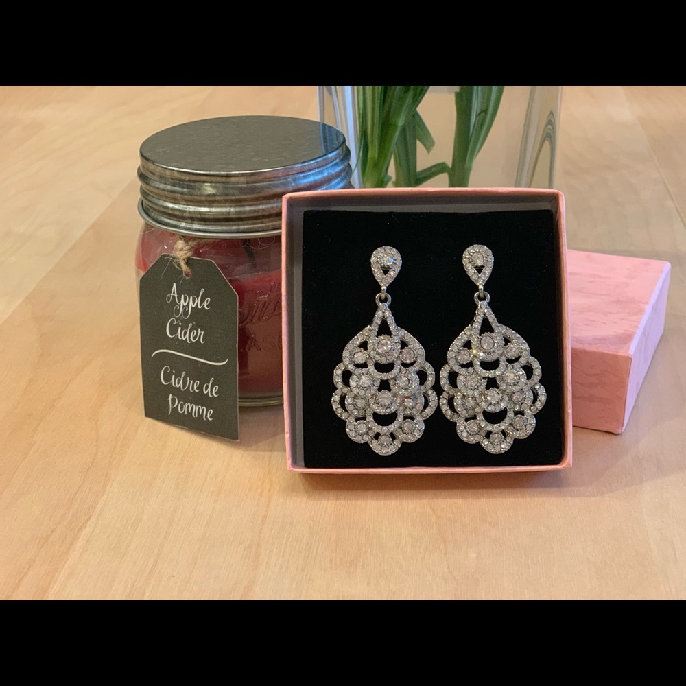 Silver & Rhinestone Chandelier Earrings - Gorgeous